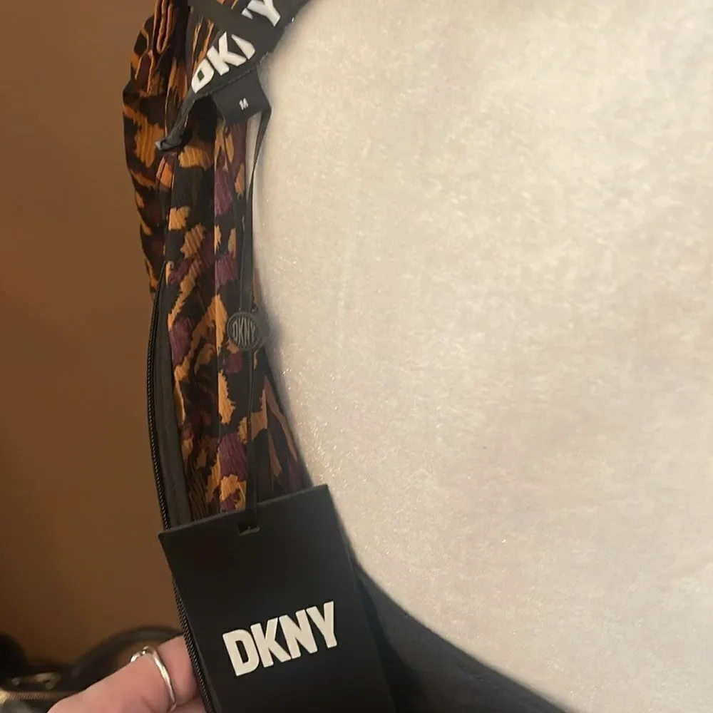 DKNY Leopard Print Mini Dress In Roasted Pecan Medium  NWT - Picture 12 of 13